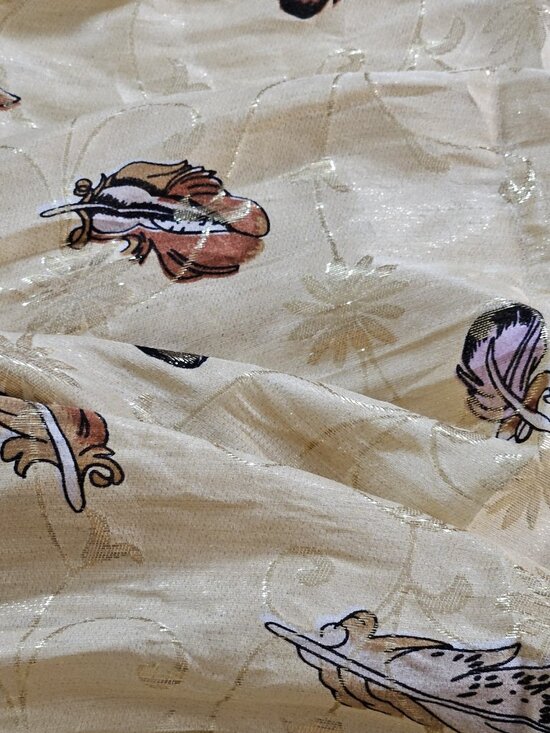 Unbranded Silk Scarf Womens 31 x 32 Inches Multicolor Gold Floral Feathers Print - Picture 10 of 15